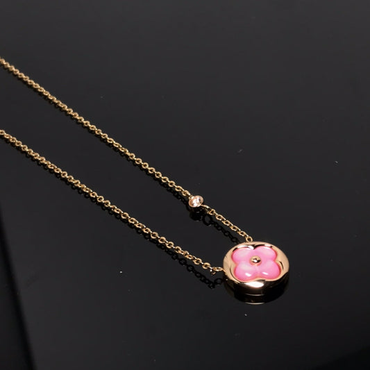 [Regalia jewelry]COLOR BLOSSOM PINK MOP SUN GOLD NECKLACE