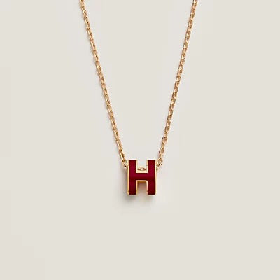 [Regalia jewelry]HM CLIC RED ENAMEL GOLD NECKLACE
