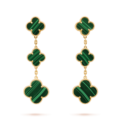[Regalia jewelry]CLOVER MALACHITE 3 MOTIFS GOLD