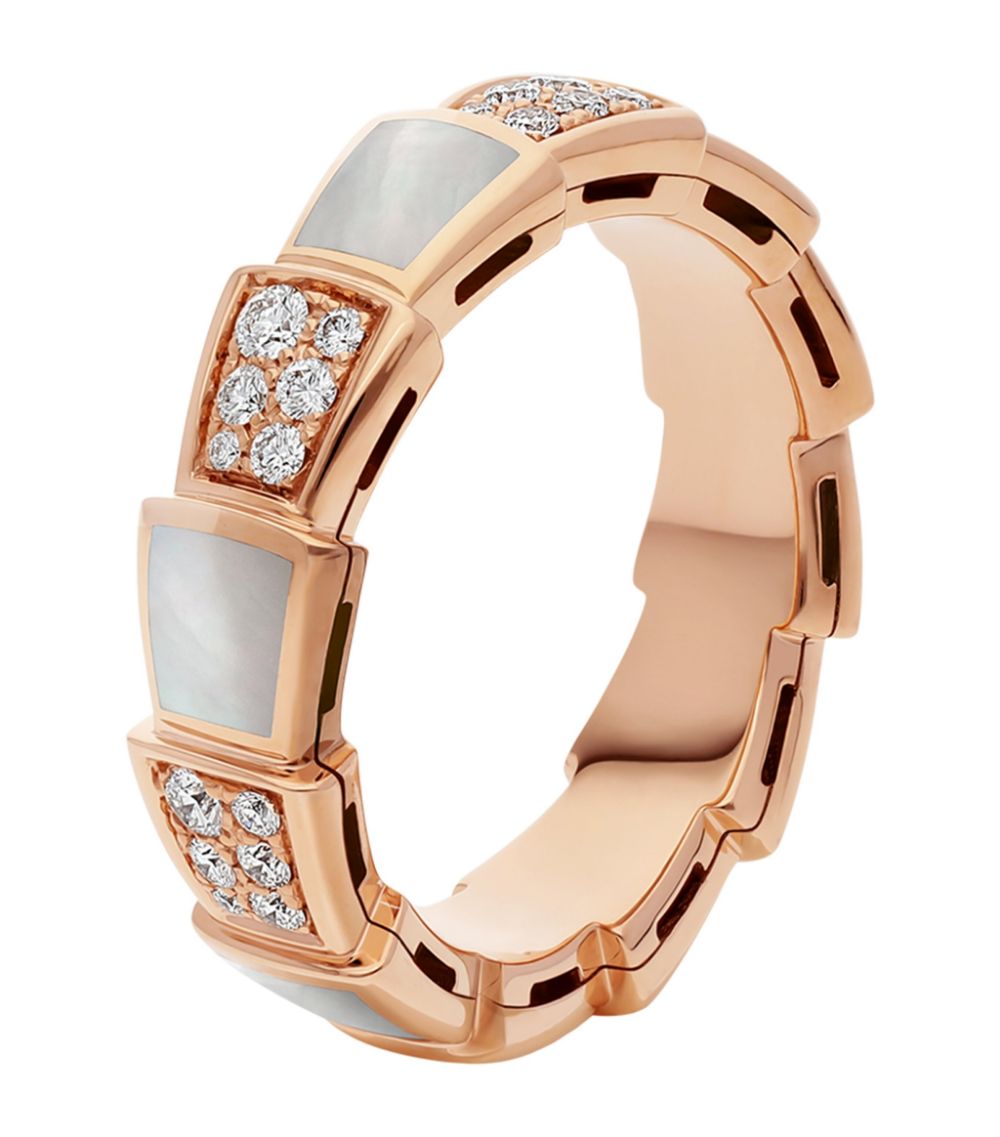 [Regalia jewelry]SERPENTI RING PINK GOLD MOP DIAMOND PAVED 4MM