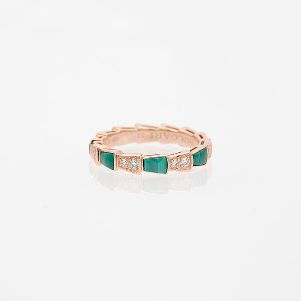 [Regalia jewelry]SERPENTI RING PINK GOLD MALACHITE DIAMOND 3MM