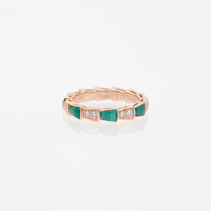 [Regalia jewelry]SERPENTI RING PINK GOLD MALACHITE DIAMOND 3MM