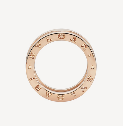 [Regalia jewelry]ZERO 1 TWO-BAND LOOPS AND WHITE CERAMIC SPIRAL PINK GOLD RING