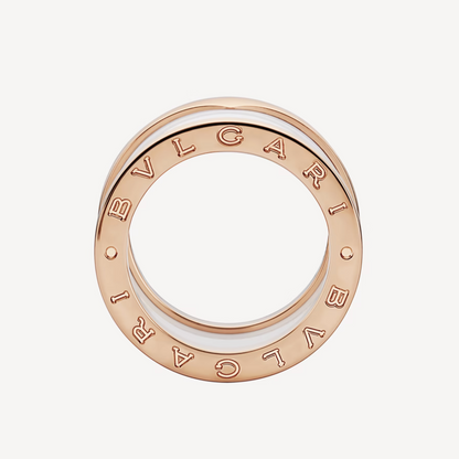 [Regalia jewelry]ZERO 1 FOUR-BAND LOOPS AND WHITE CERAMIC SPIRAL PINK GOLD RING