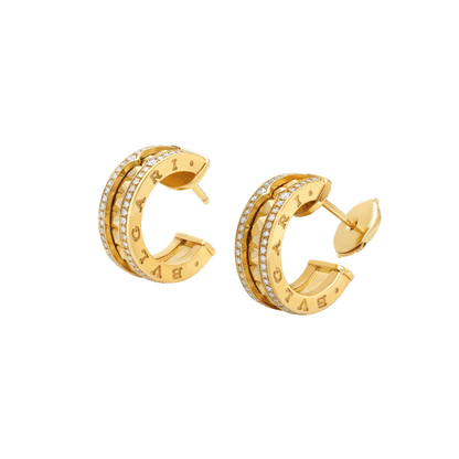 [Regalia jewelry]ZERO 1 ROCK GOLD EARRINGS WITH STUDDED SPIRAL AND PAVED DIAMONDS