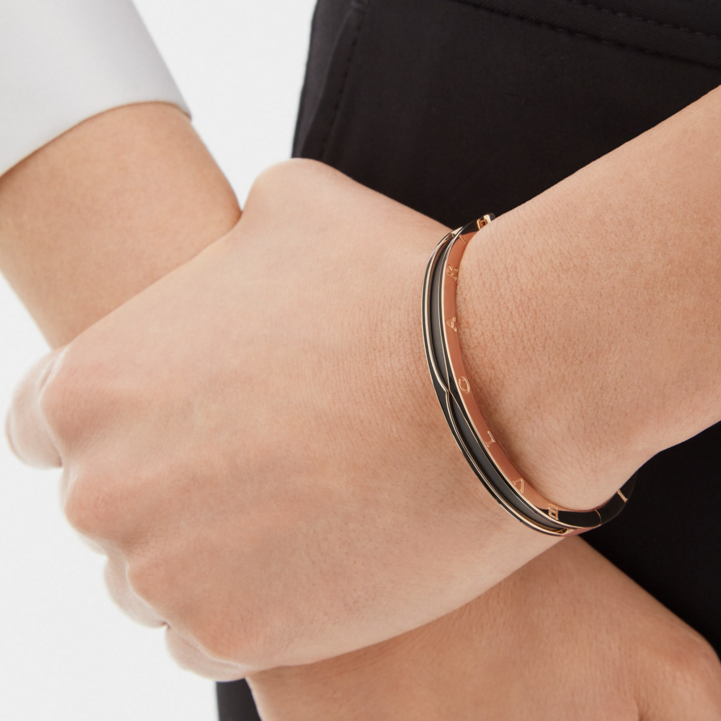 [Regalia jewelry]ZERO 1 PINK GOLD WITH MATTE BLACK CERAMIC BRACELET