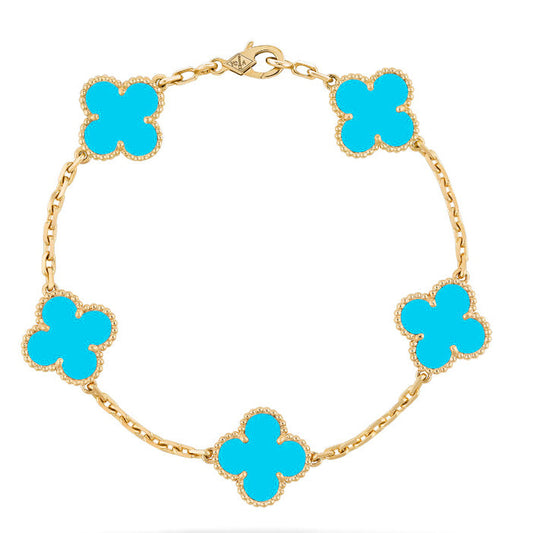 [Regalia jewelry]CLOVER 5 MOTIFS TURQUOISE BRACELET
