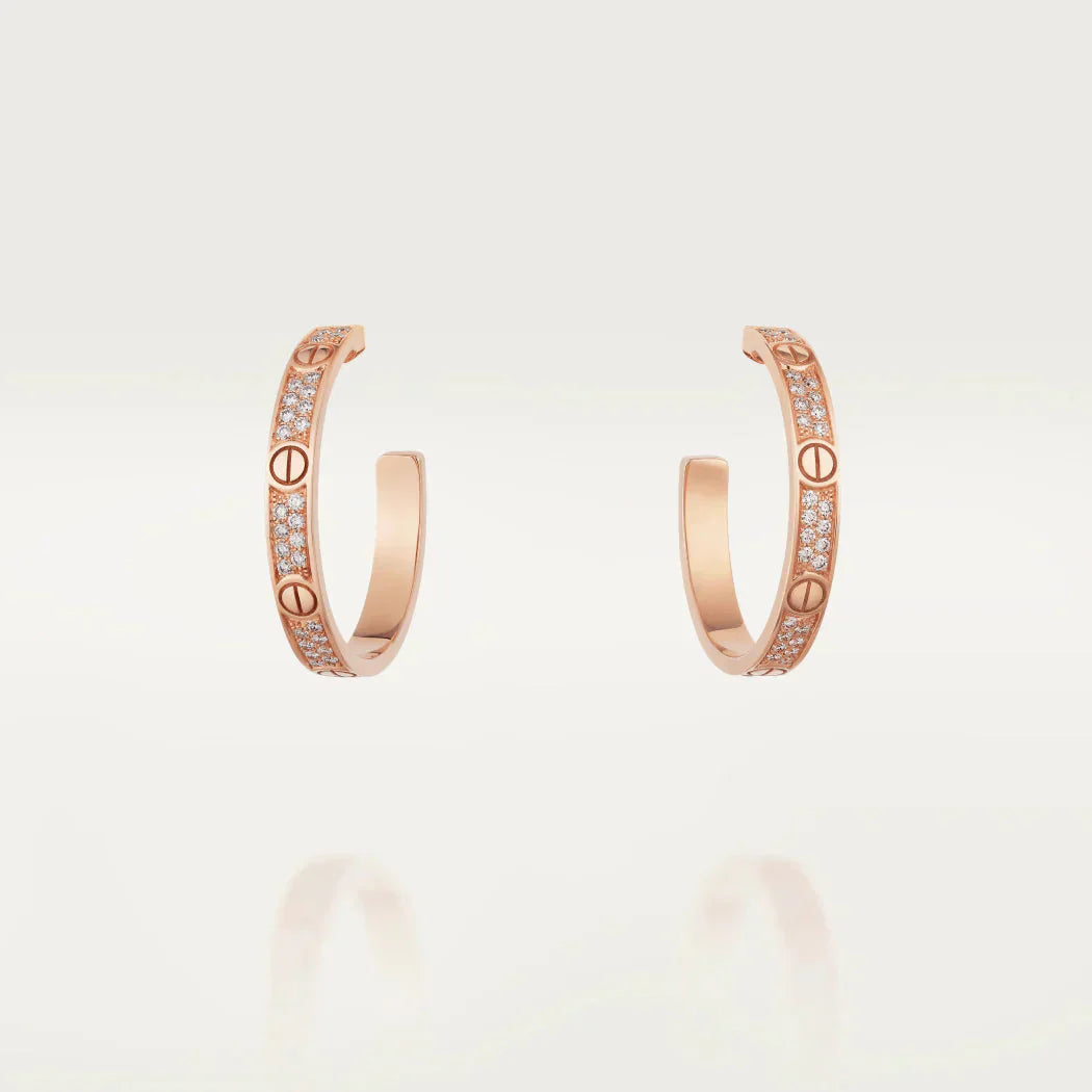 [Regalia jewelry]LOVE DIAMOND PINK GOLD HOOP EARRINGS