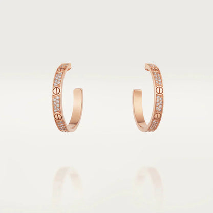 [Regalia jewelry]LOVE DIAMOND PINK GOLD HOOP EARRINGS