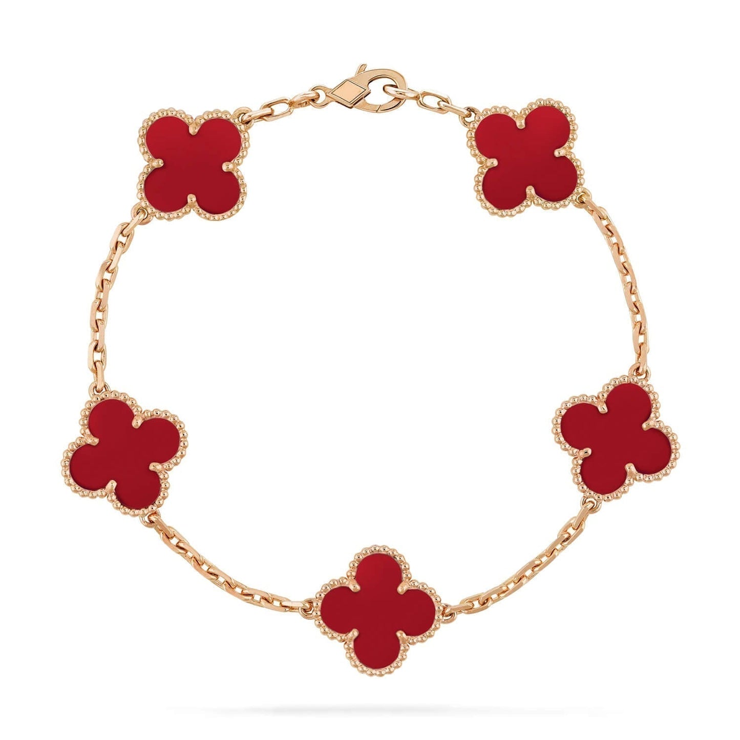 [Regalia jewelry]CLOVER 5 MOTIFS RED AGATE  BRACELET