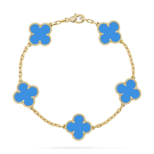 [Regalia jewelry]CLOVER 5 MOTIFS BLUE AGATE BRACELET