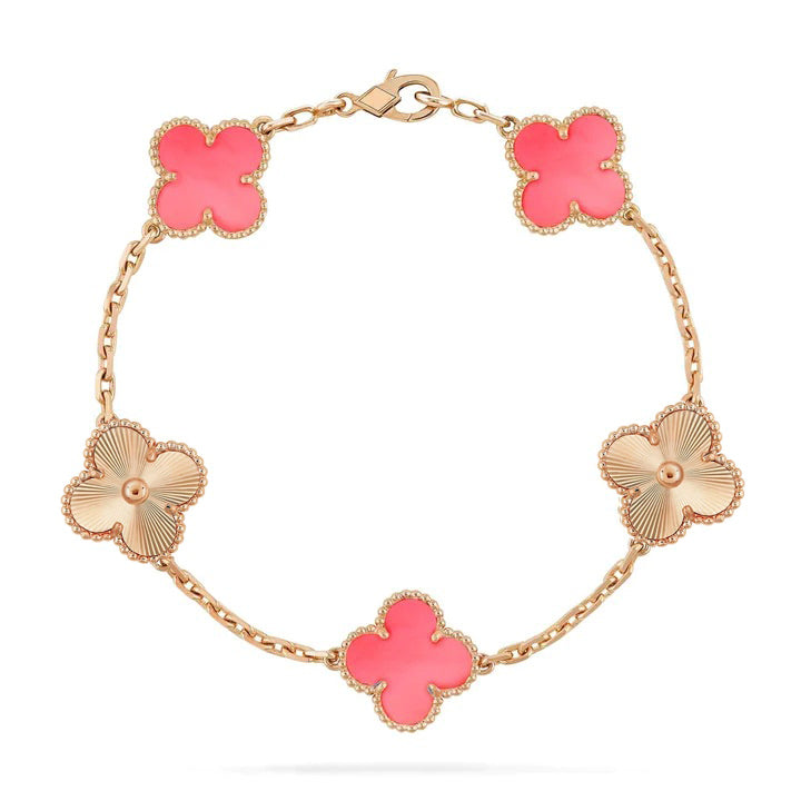 [Regalia jewelry]CLOVER BRACELET 5 MOTIF PINK AND PINK GOLD