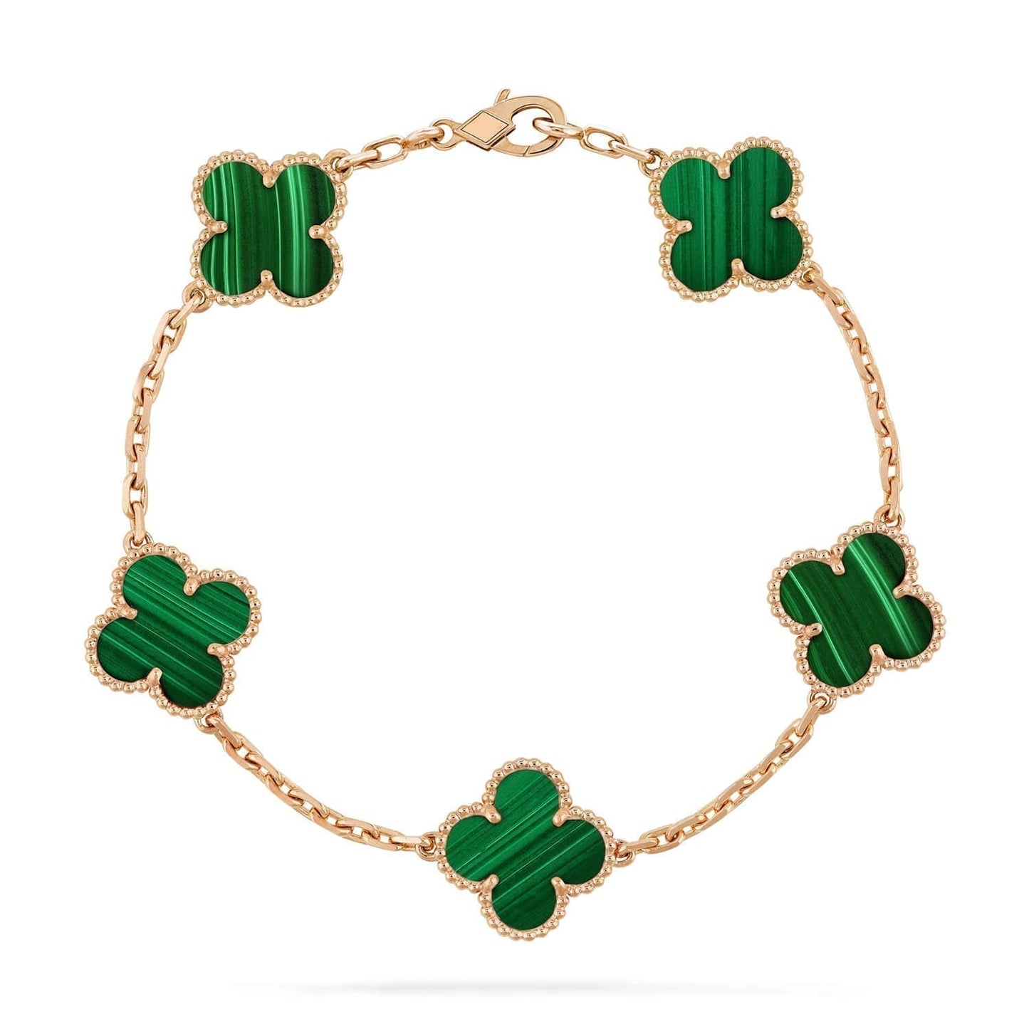 [Regalia jewelry]CLOVER 5 MOTIFS MALACHITE BRACELET