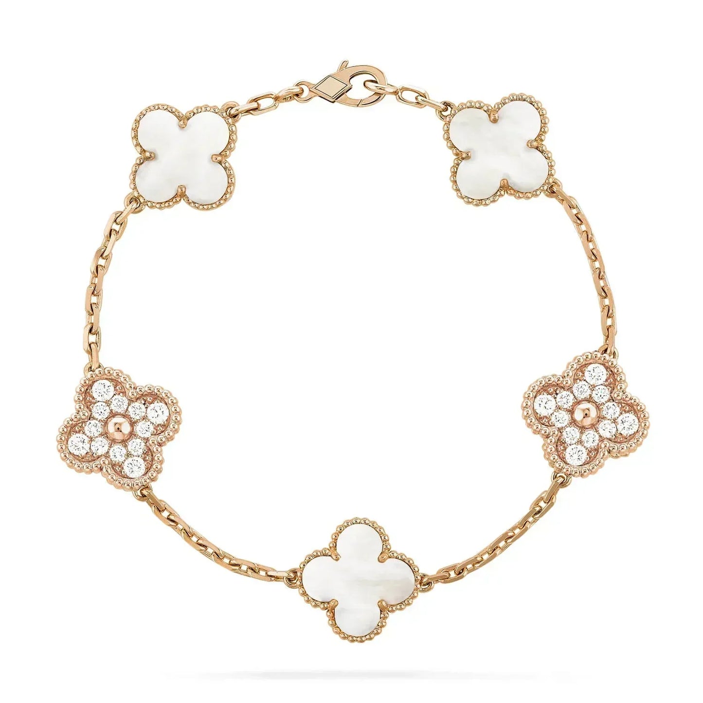 [Regalia jewelry]CLOVER BRACELET 5 MOTIF WHITE MOP DIAMOND