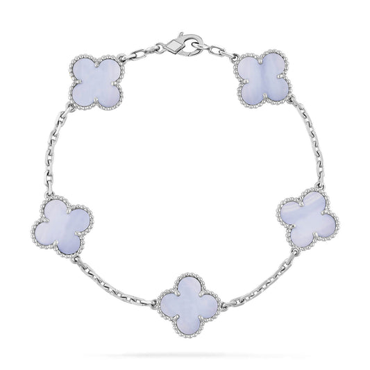 [Regalia jewelry]CLOVER  5 MOTIF PURPLE CHALCEDONY BRACELET SILVER