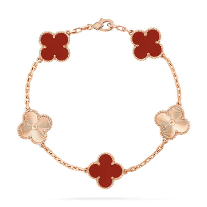[Regalia jewelry]CLOVER  5 MOTIFS CARNELIAN GOLD BRACELET