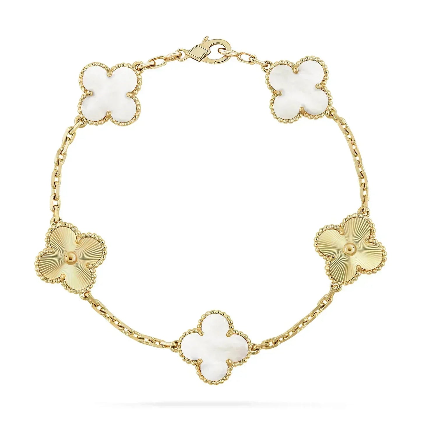 [Regalia jewelry]CLOVER BRACELET 5 MOTIF WHITE MOP PINK GOLD