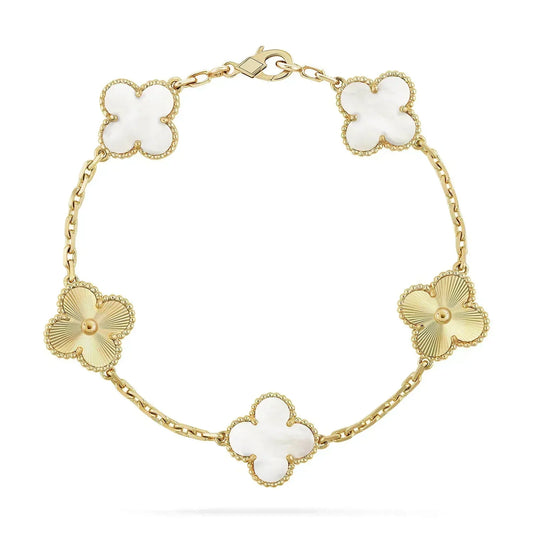 [Regalia jewelry]CLOVER BRACELET 5 MOTIF WHITE MOP PINK GOLD