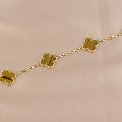 [Regalia jewelry]CLOVER  5 MOTIFS TIGER EYE BRACELET