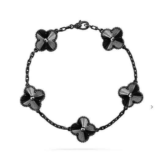 [Regalia jewelry]CLOVER 5 MOTIF BLACK BRACELET