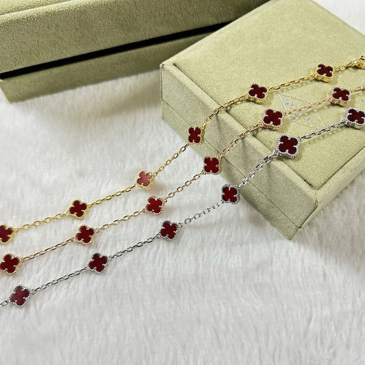 [Regalia jewelry]CLOVER 6 MOTIF RED AGATE BRACELET