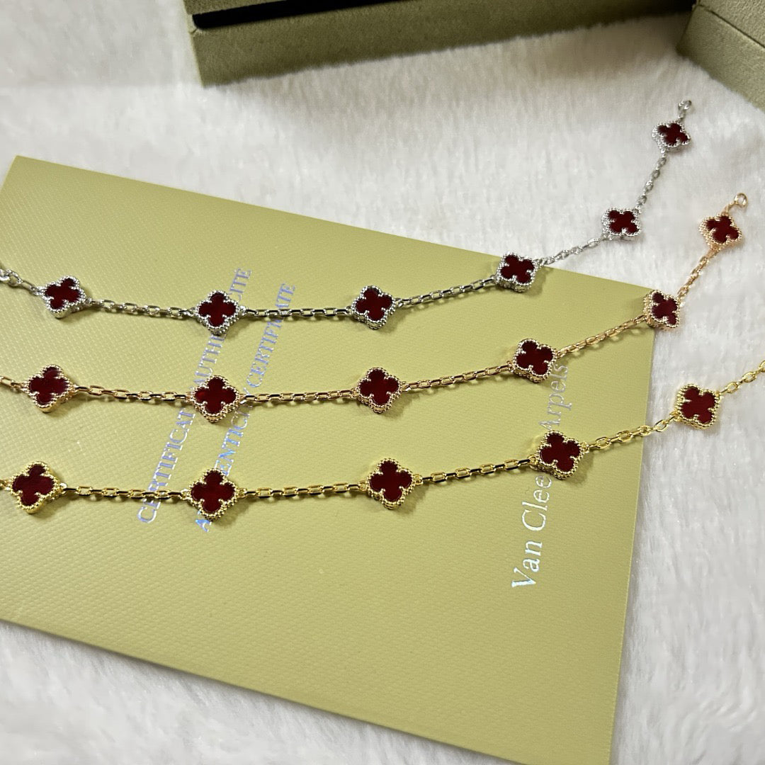 [Regalia jewelry]CLOVER 6 MOTIF RED AGATE BRACELET