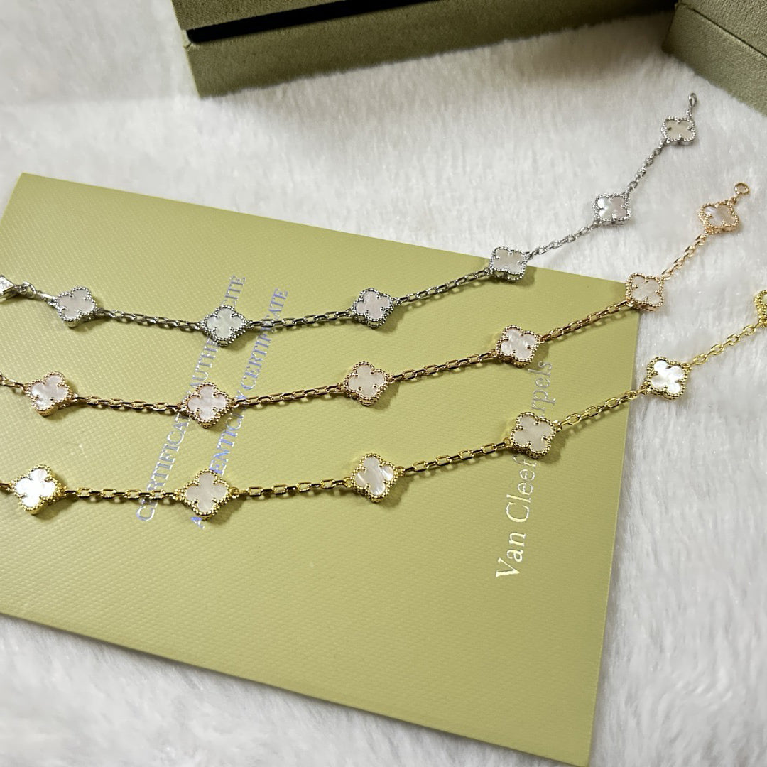 [Regalia jewelry]CLOVER 6 MOTIF WHITE MOP BRACELET