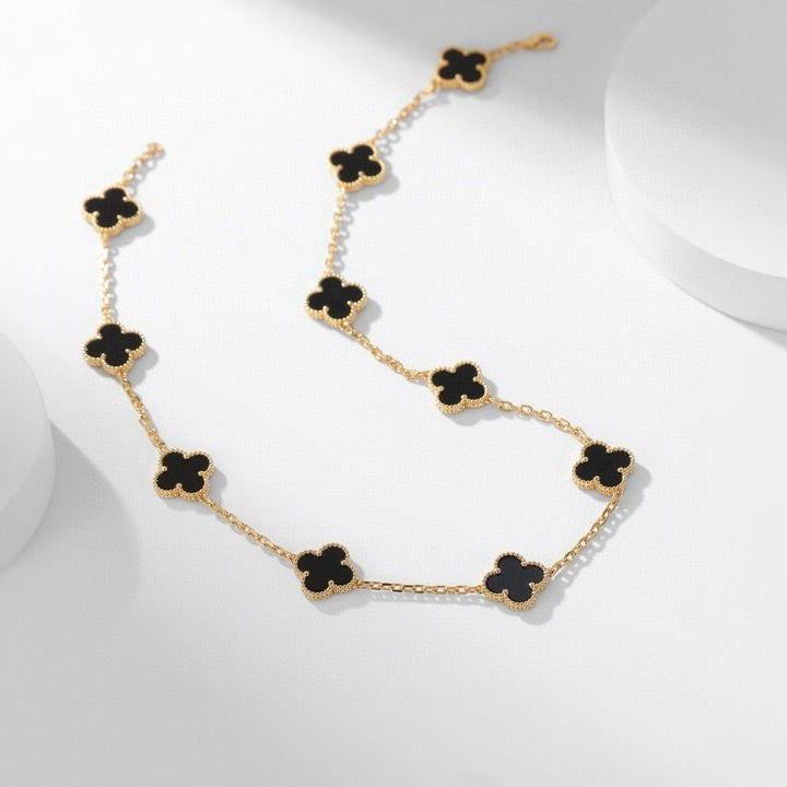 [Regalia Jewelry]CLOVERS THE 10-MOTIFS ONYX NECKLACE