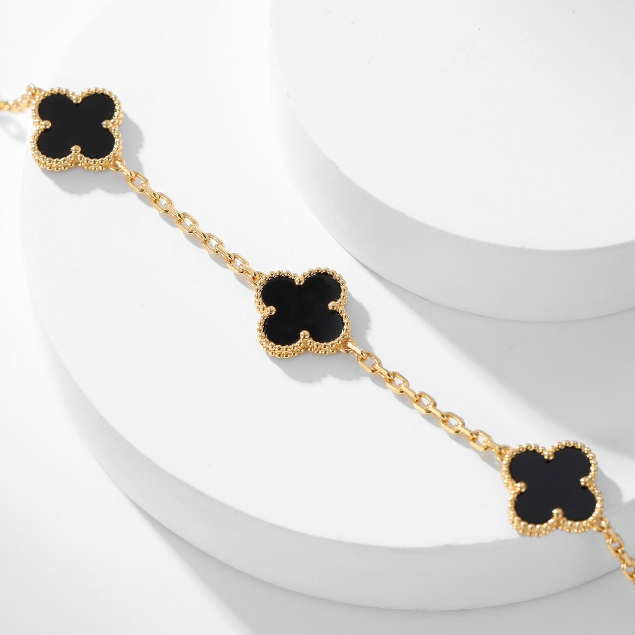 [Regalia Jewelry]CLOVERS THE 10-MOTIFS ONYX NECKLACE