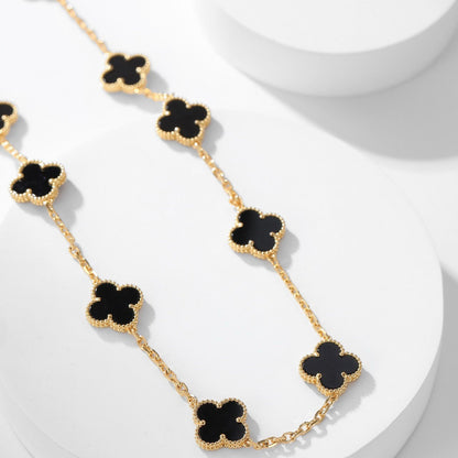 [Regalia Jewelry]CLOVERS THE 10-MOTIFS ONYX NECKLACE