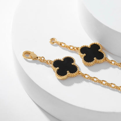 [Regalia Jewelry]CLOVERS THE 10-MOTIFS ONYX NECKLACE