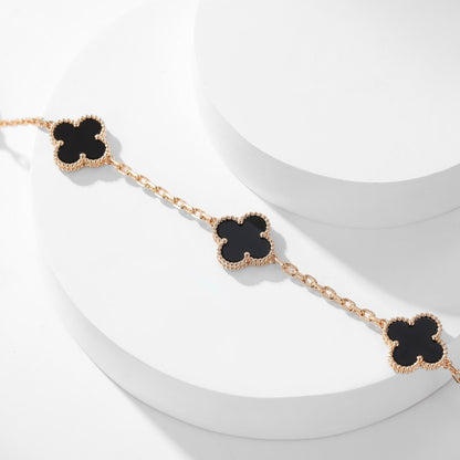 [Regalia Jewelry]CLOVERS THE 10-MOTIFS ONYX NECKLACE