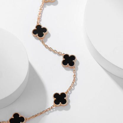 [Regalia Jewelry]CLOVERS THE 10-MOTIFS ONYX NECKLACE