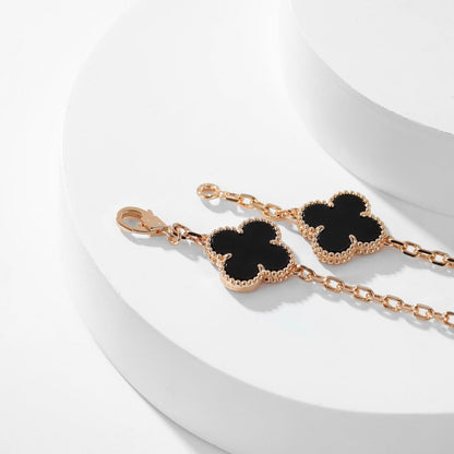 [Regalia Jewelry]CLOVERS THE 10-MOTIFS ONYX NECKLACE