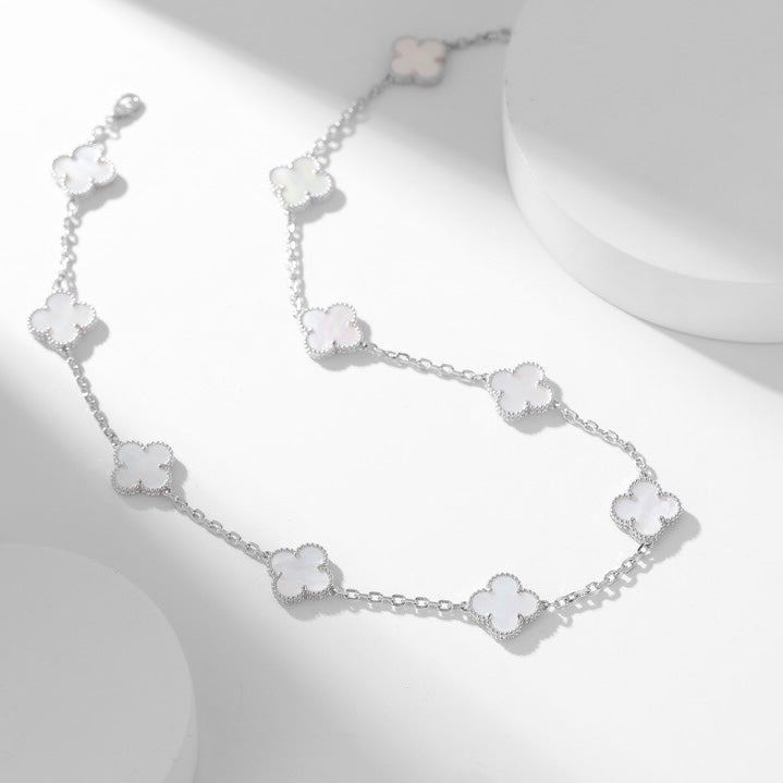 [Regalia jewelry]CLOVERS THE 10-MOTIFS WHITE MOTHER OF PEARL NECKLACE