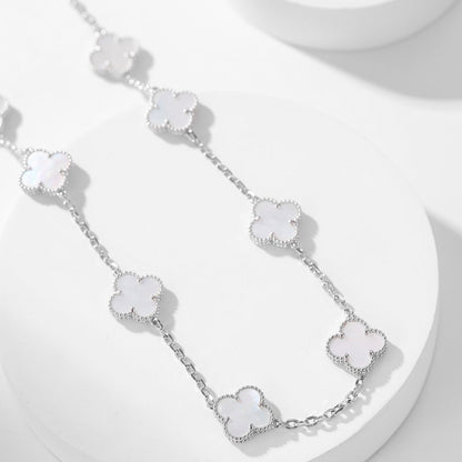 [Regalia jewelry]CLOVERS THE 10-MOTIFS WHITE MOTHER OF PEARL NECKLACE