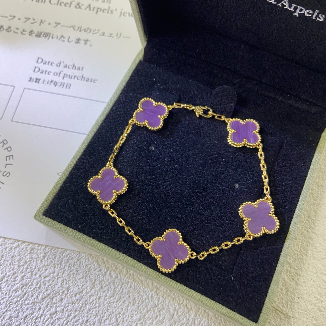 [Regalia jewelry]CLOVER  5 MOTIFS  PURPLE VIOLET BRACELET