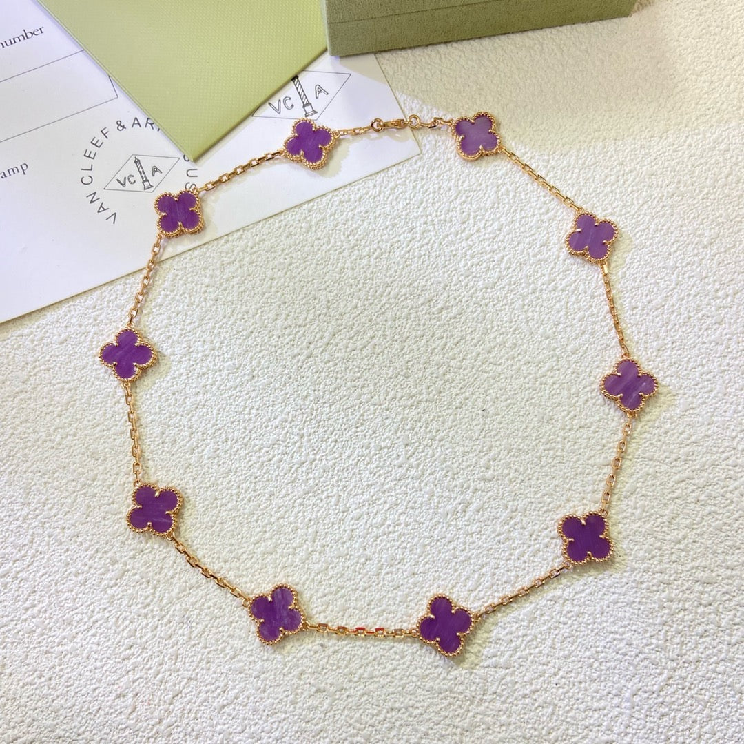 [Regalia jewelry]CLOVER 10 MOTIFS  PURPLE VIOLET  NECKLACE