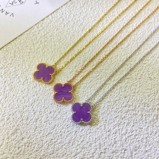 [Regalia jewelry]CLOVER 15MM  PURPLE VIOLET NECKLACE