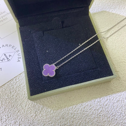 [Regalia jewelry]CLOVER 15MM  PURPLE VIOLET NECKLACE