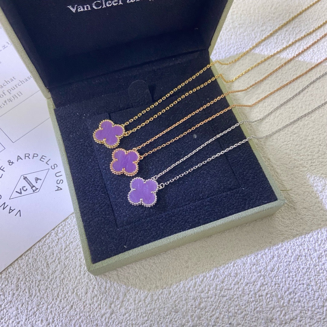 [Regalia jewelry]CLOVER 15MM  PURPLE VIOLET NECKLACE