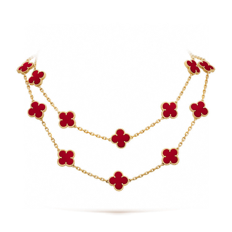 [Regalia jewelry]CLOVER 20 MOTIFS CARNELIAN NECKLACE