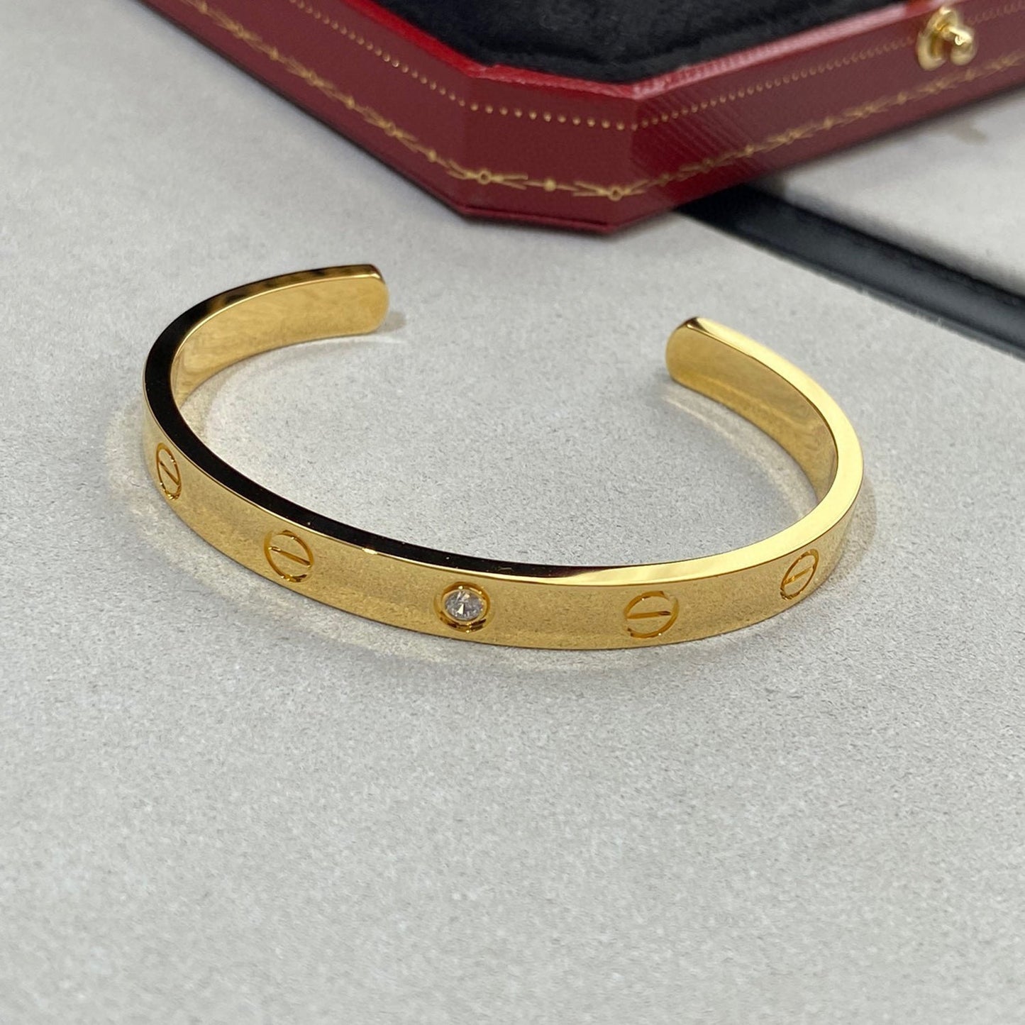 [Regalia jewelry]LOVE BRACELET 6.1MM 1 DIAMOND OPEN CUFF