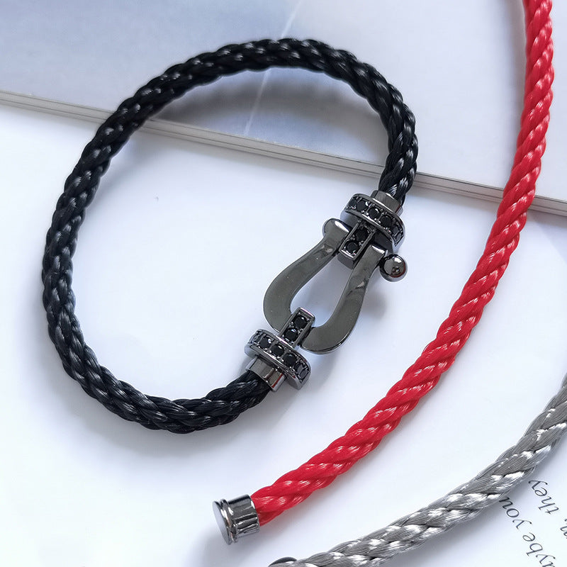 [Regalia jewelry]FORCE LARGE SERIES HORSESHOE BLACK SAMURAI BRACELET