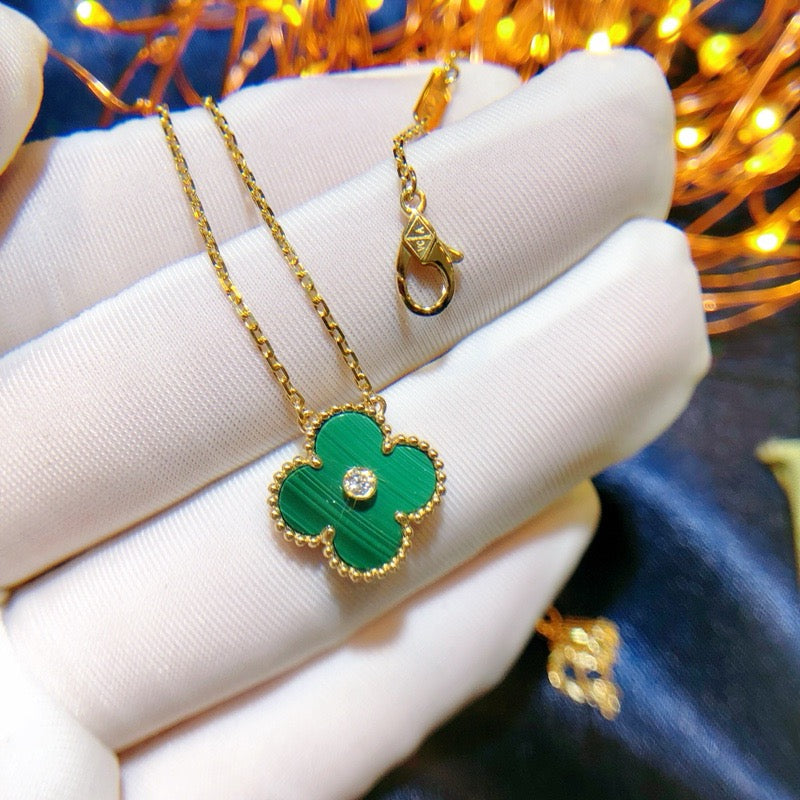 [Regalia jewelry]CLOVER 15MM DIAMOND TURQUOISE NECKLACE