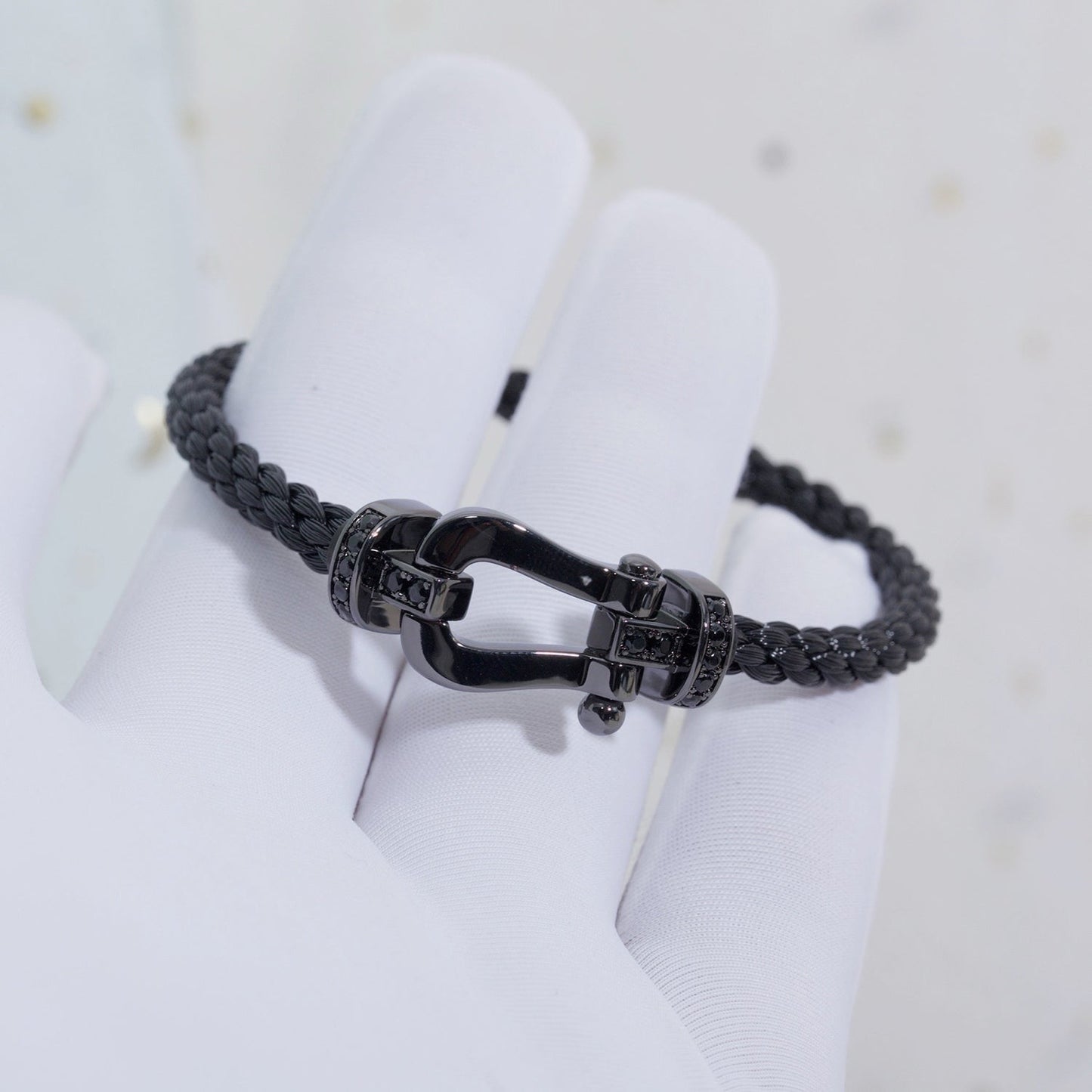[Regalia jewelry]FORCE LARGE SERIES HORSESHOE BLACK SAMURAI BRACELET