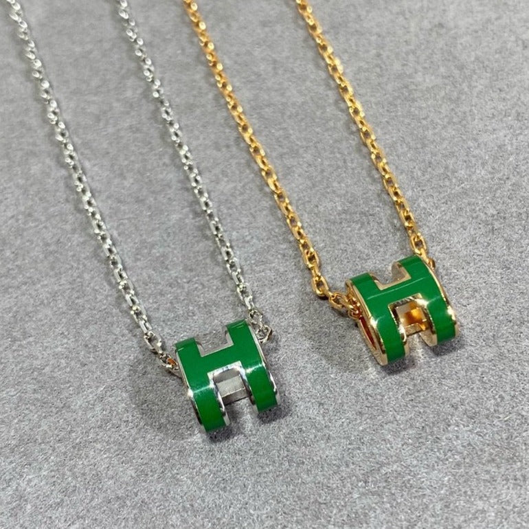 [Regalia jewelry]POP H GREEN NECKLACE SILVER AND GOLD