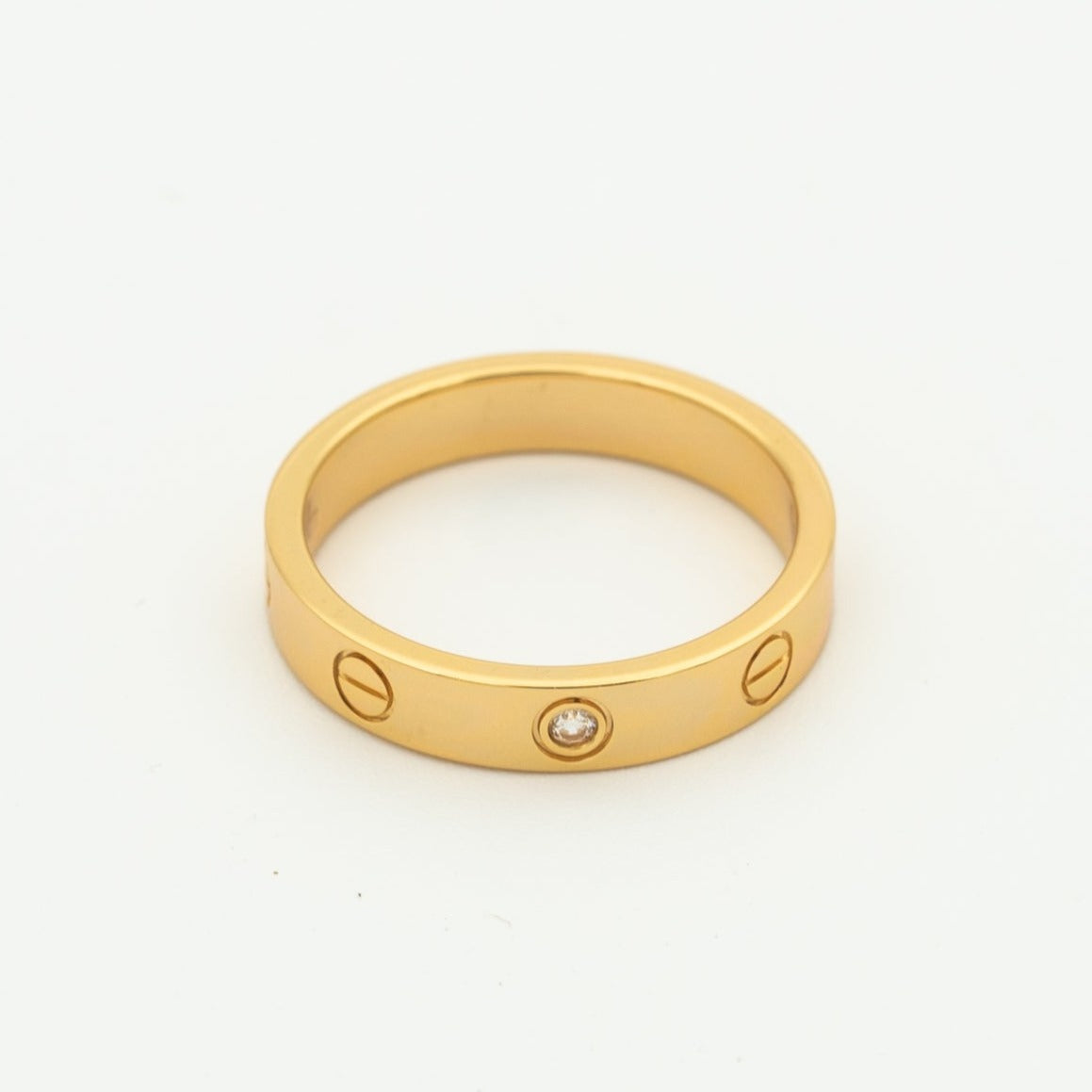 [Regalia jewelry]LOVE RING 4MM 1 DIAMOND PINK GOLD