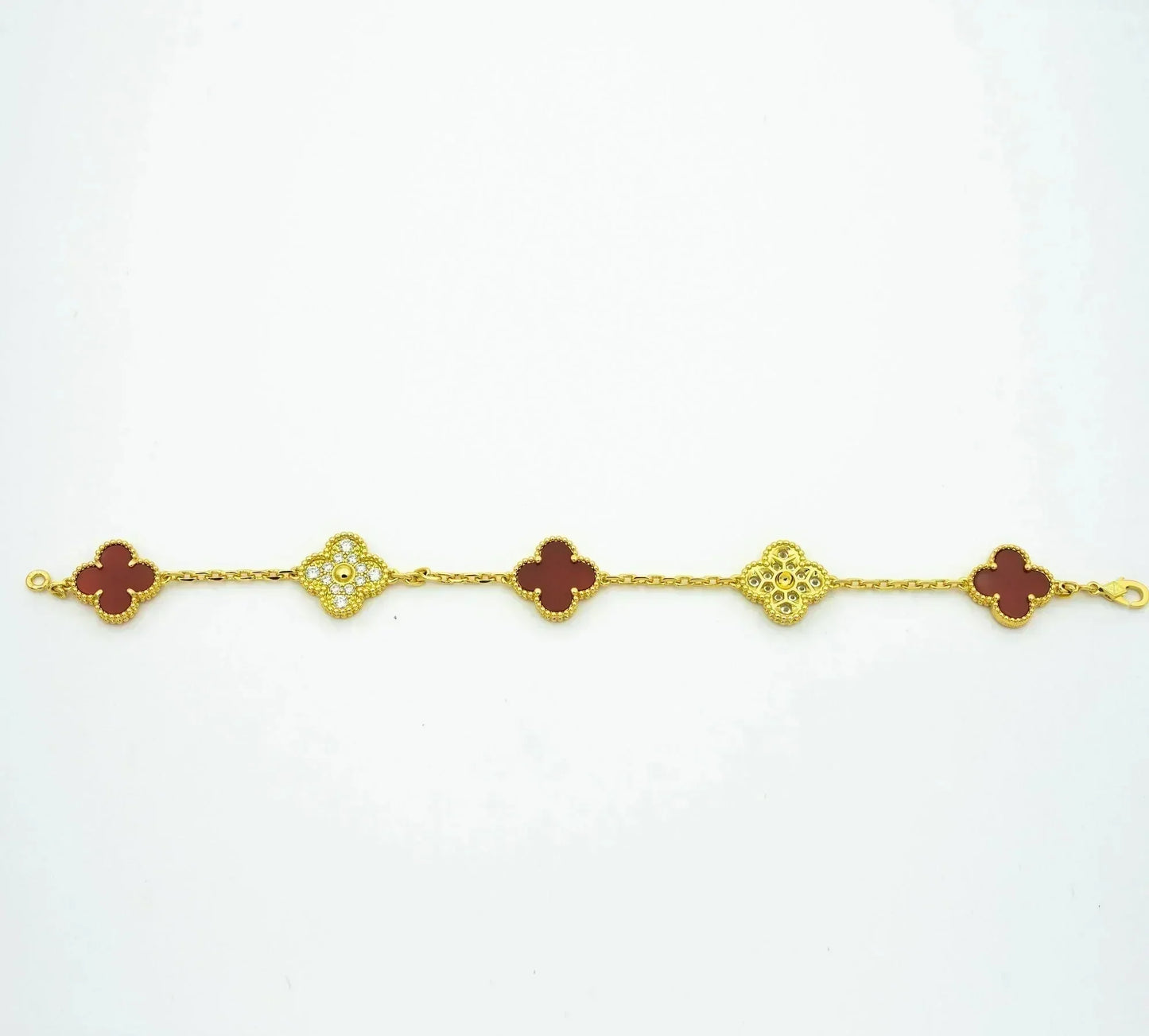 [Regalia jewelry]CLOVER 5 MOTIFS CARNELIAN DIAMOND BRACELET