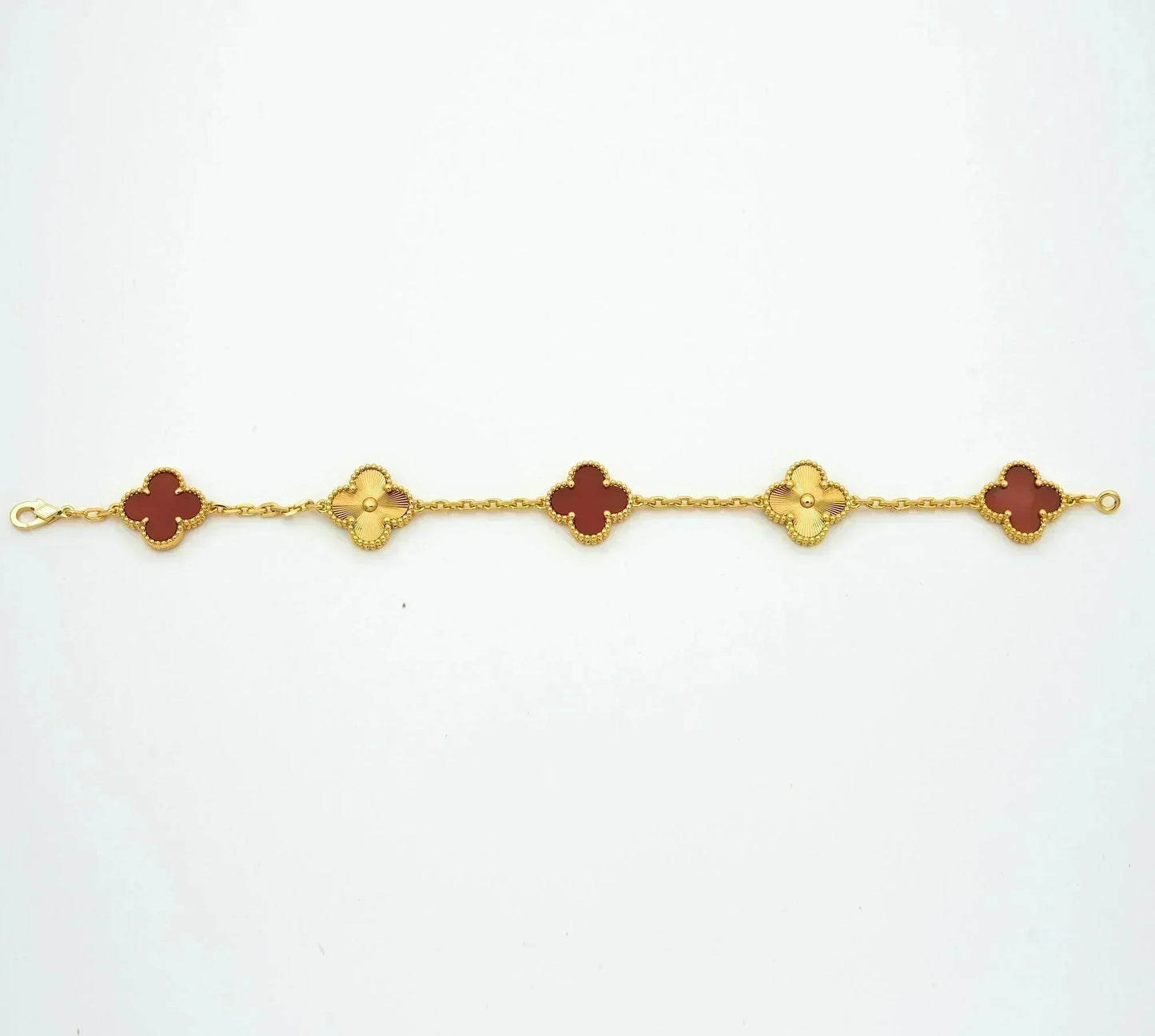 [Regalia jewelry]CLOVER  5 MOTIFS CARNELIAN GOLD BRACELET